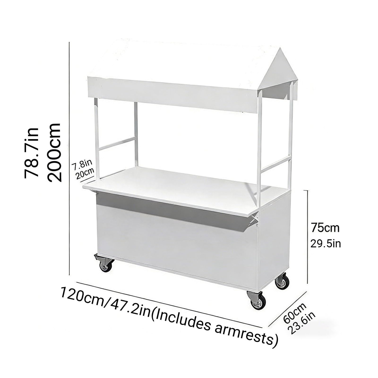 Carrello portatile per alimenti con ruote bloccabili, versatile carrello per eventi e festival, facile da pulire e design elegante (rosso), perfetto per i venditori di alimenti