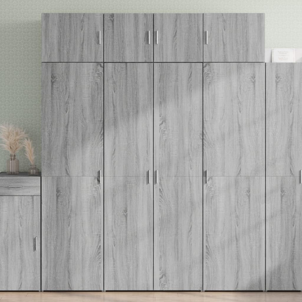 Higieniczna szafka Sonoma szara, 80 x 42,5 x 185 cm, szafka z drzwiami z materiału drewnopochodnego, regał stojący do sypialni, salonu, wszechstronne przechowywanie mebli