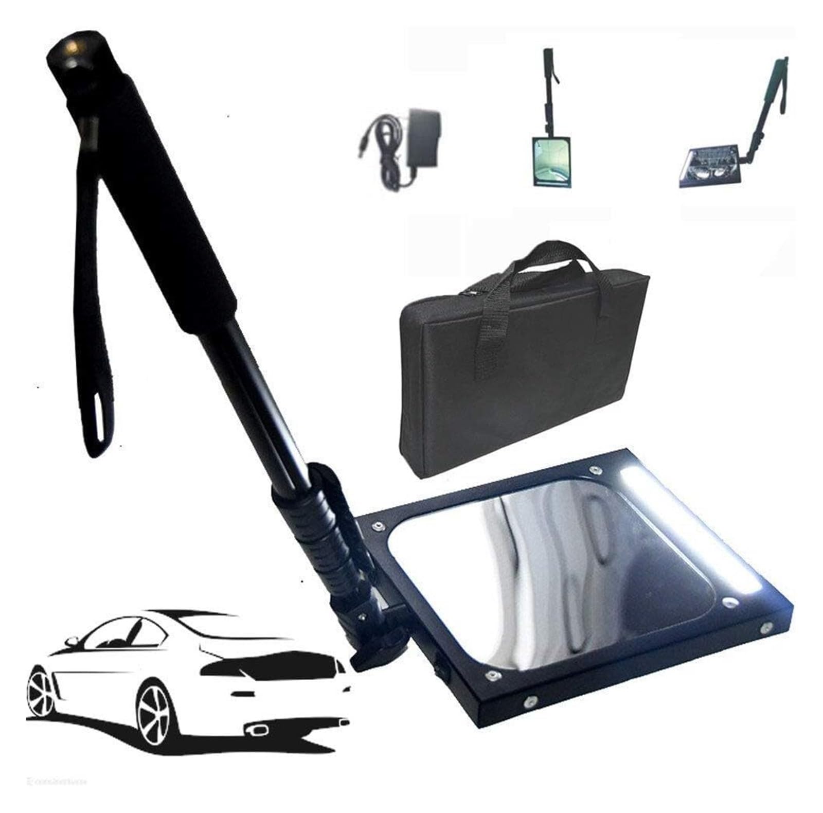 DARZYS Telescoping Inspection Mirror, Underbody Inspection Mirror - Adjustable Retractable Handle, Visual Vehicle Equipment, Rechargeable