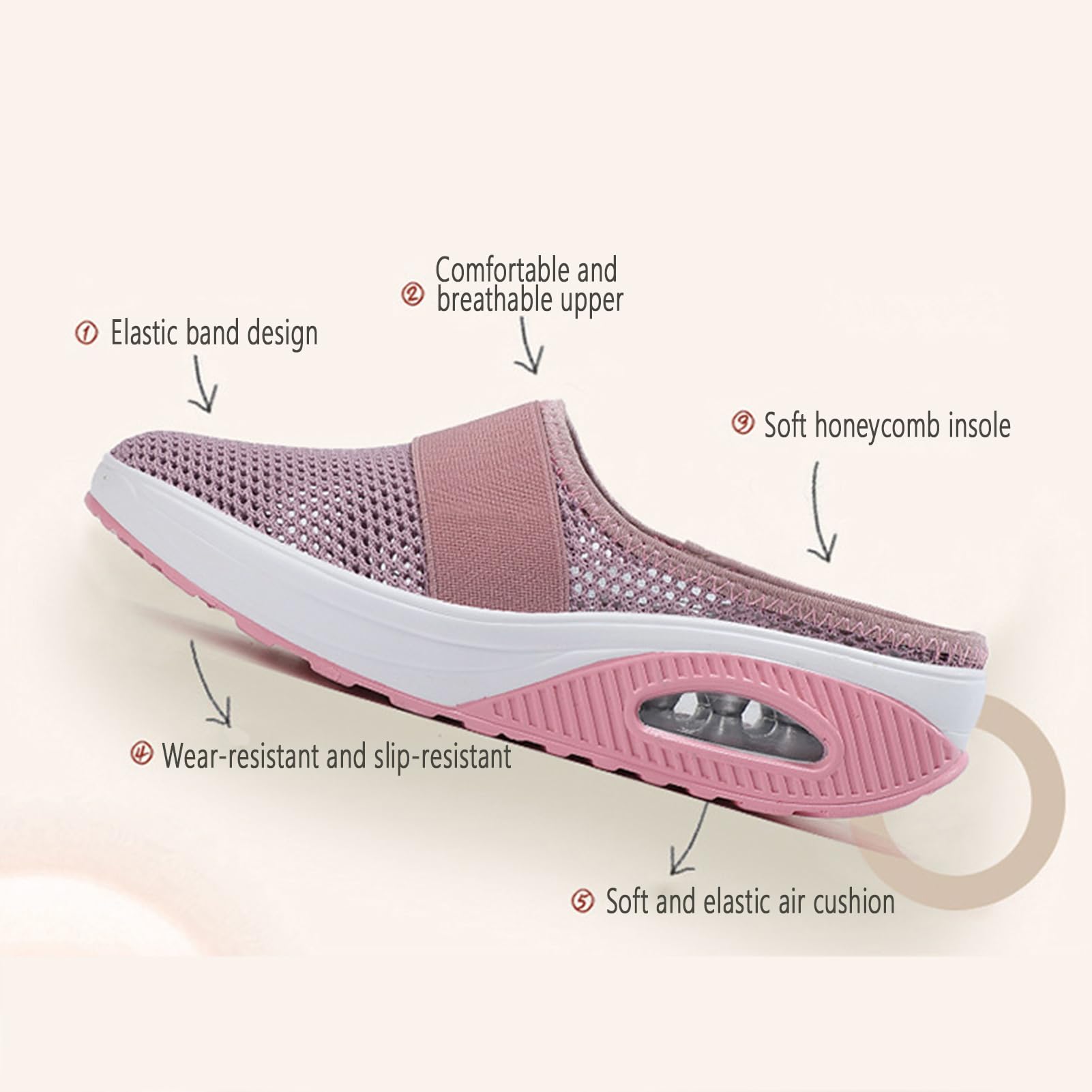 Buty dla cukrzyków, damskie letnie kapcie, oddychające, buty rekreacyjne, antypoślizgowe, z poduszką powietrzną, komfortowe buty na haluksy, plecione, Ortho Arch Support