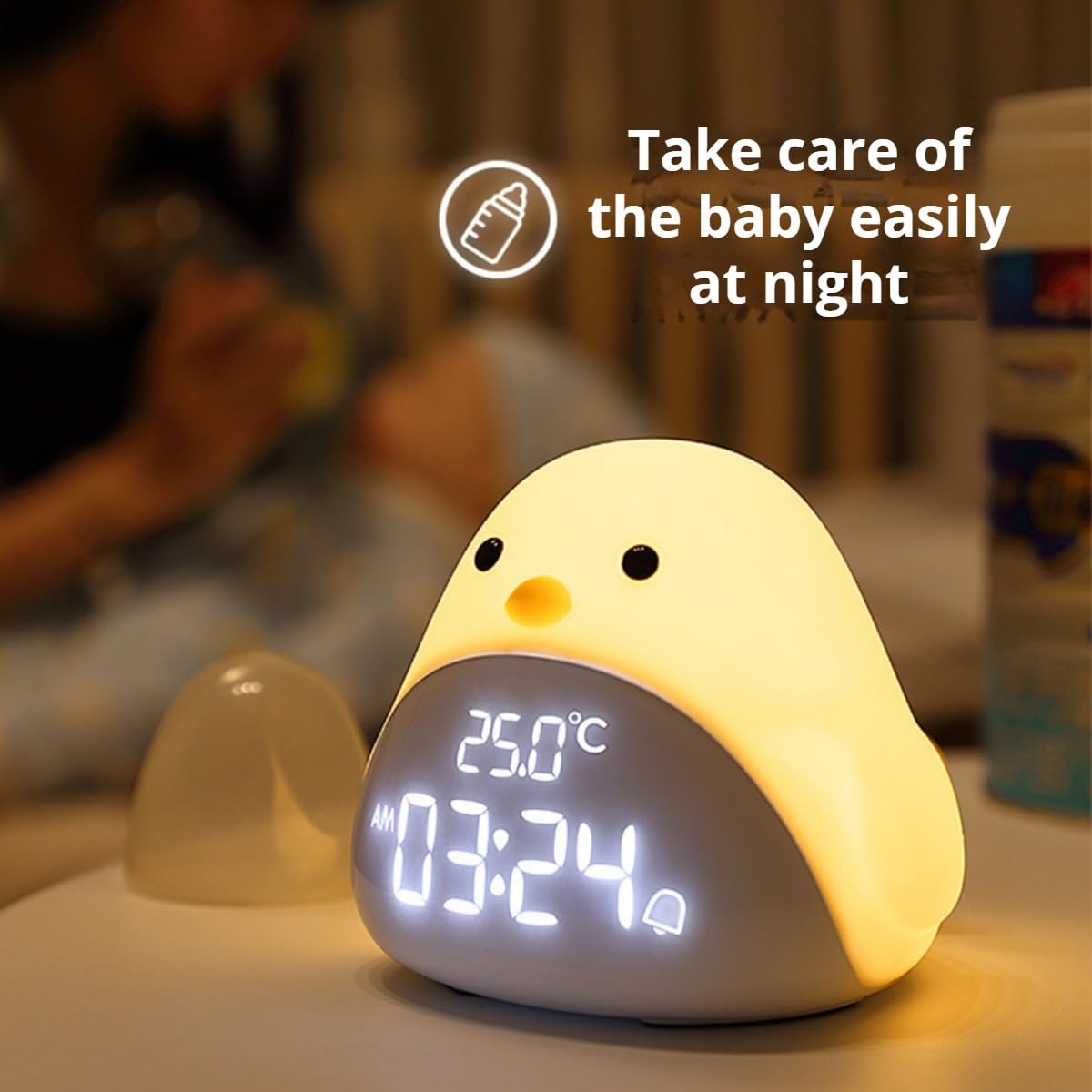 Reloj despertador para niños, reloj despertador para dormitorio de niños, reloj de mesita de noche, pantalla digital LED, despertador, regalo de cumpleaños para niños y niñas (blanco)