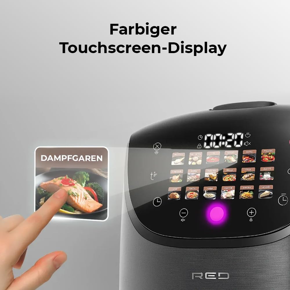 Multikocher RED COLORSENSE MC200 DE (Deutsch) 5L 10-in-1 Multifunktionskocher, Slow Cooker, Reiskocher & Dampfgarer, Digitales Display, Antihaftbeschichtung