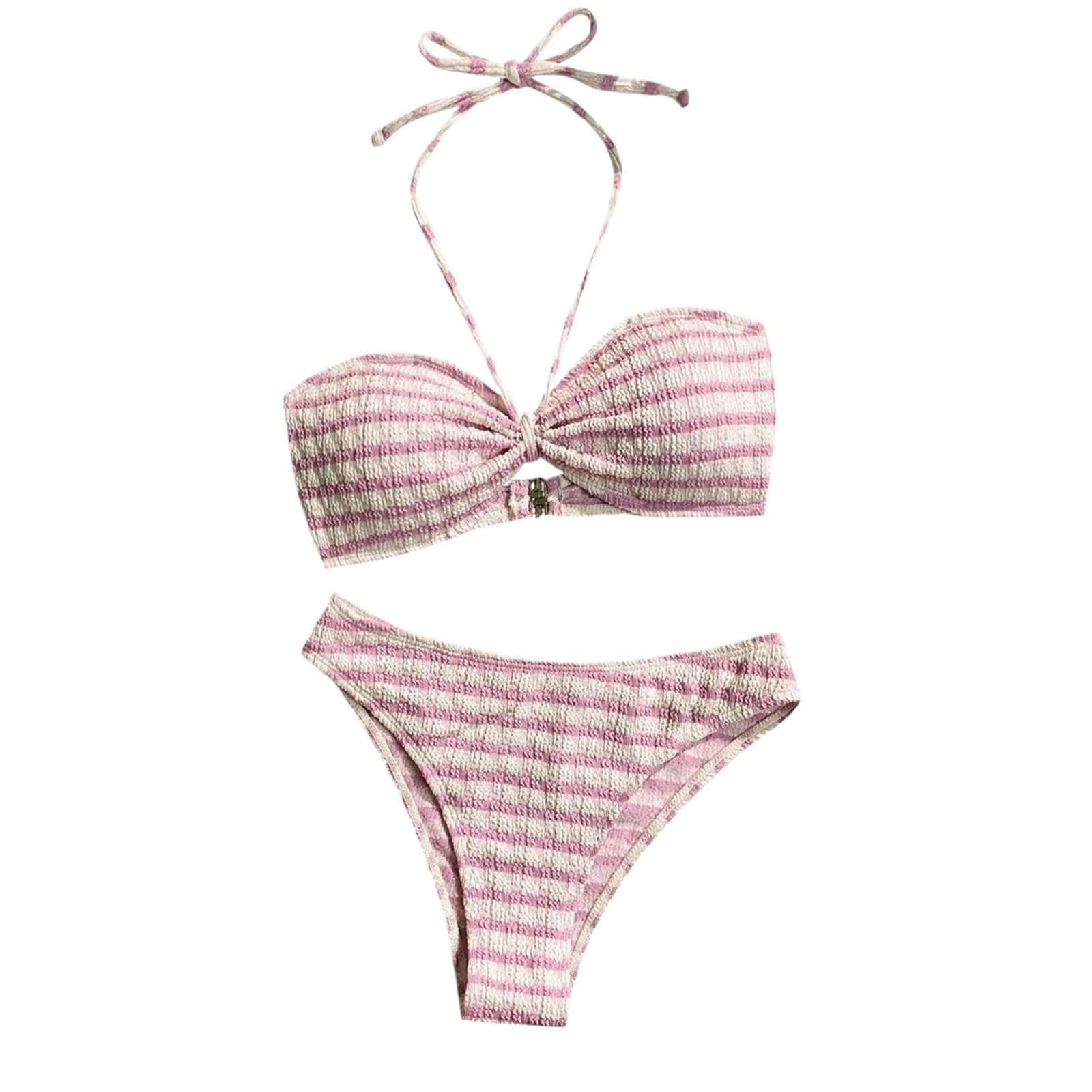 Costumi da Bagno Bikini da Donna Due Pezzi Costume da Bagno con Stampa a Righe Costume da Bagno da Spiaggia da Donna Set Bikini da Donna per Donna