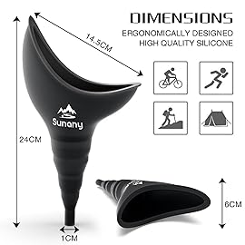Sunany Female Urinal, Female Urinal with Silicone Funnel, Portable for Standing Female, Reusable Urinal for Female Toilet, Women\'s Urinal is The Perfect Companion for Indoor Use (Black)