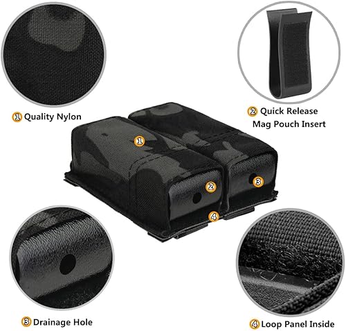 Miniatura 5 de KRYDEX Funda para cargador de pistola simpledoble, funda de nailon para cargador de 9mm con inserto de funda de cargador de liberación rápida