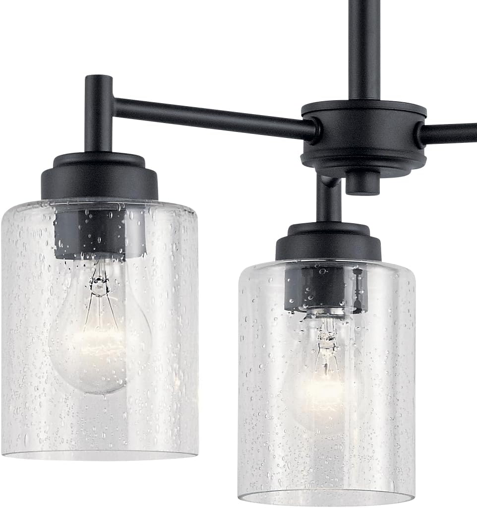 Kichler Winslow 3-Light Chandelier in Black, for Kitchen, Dining Room, Living Room and Foyers, (18" Dia x 15.5" H), 44029BK