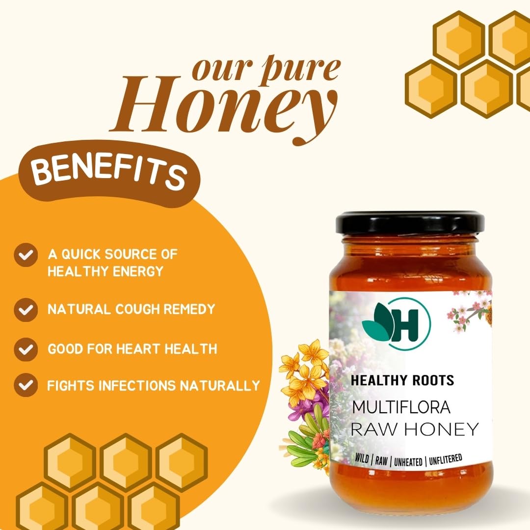 Healthy roots Multiflora Honey 1Kg- Organic Honey Raw Unprocessed (Pure Honey 100% Natural No Added Sugar) (1 Kg) 1