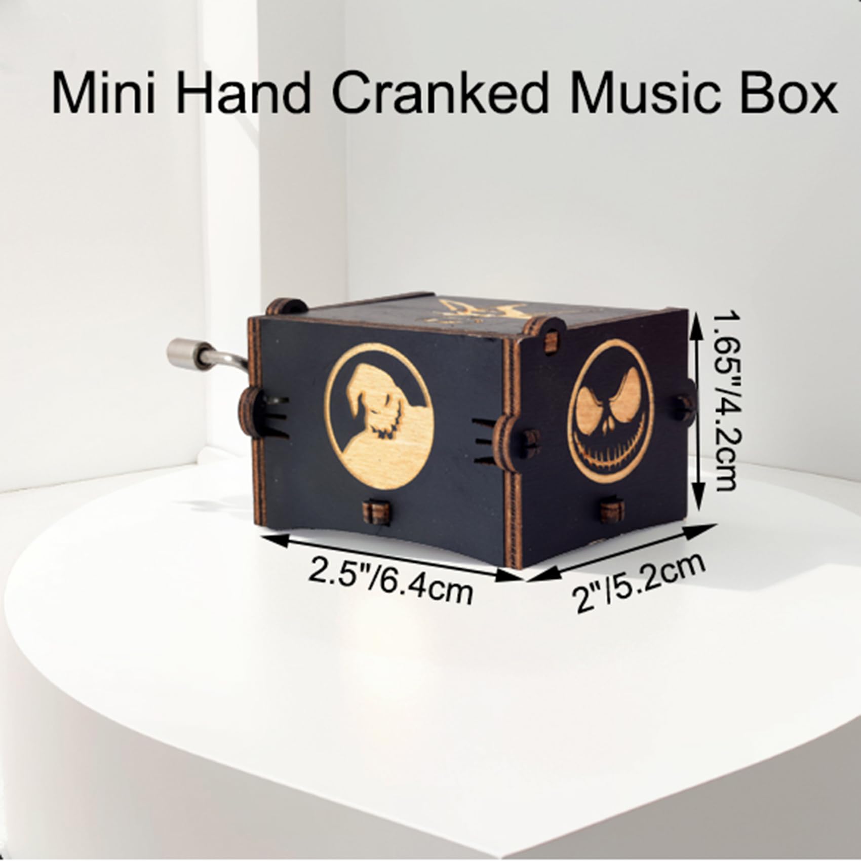Bonita caja de música de madera con manivela, regalo de melodía de Halloween para Halloween, Navidad, día de San Valentín, cumpleaños, decoración del hogar, color negro