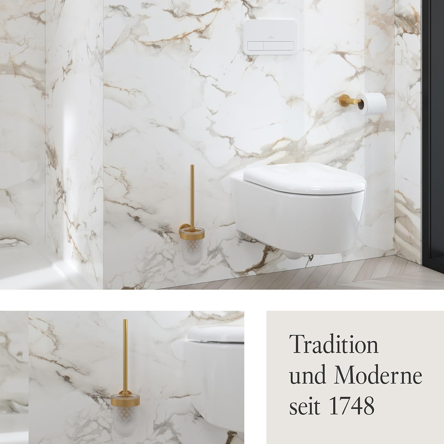 Villeroy & Boch Elements Tender Toilettenbürstengarnitur, rund – Gold