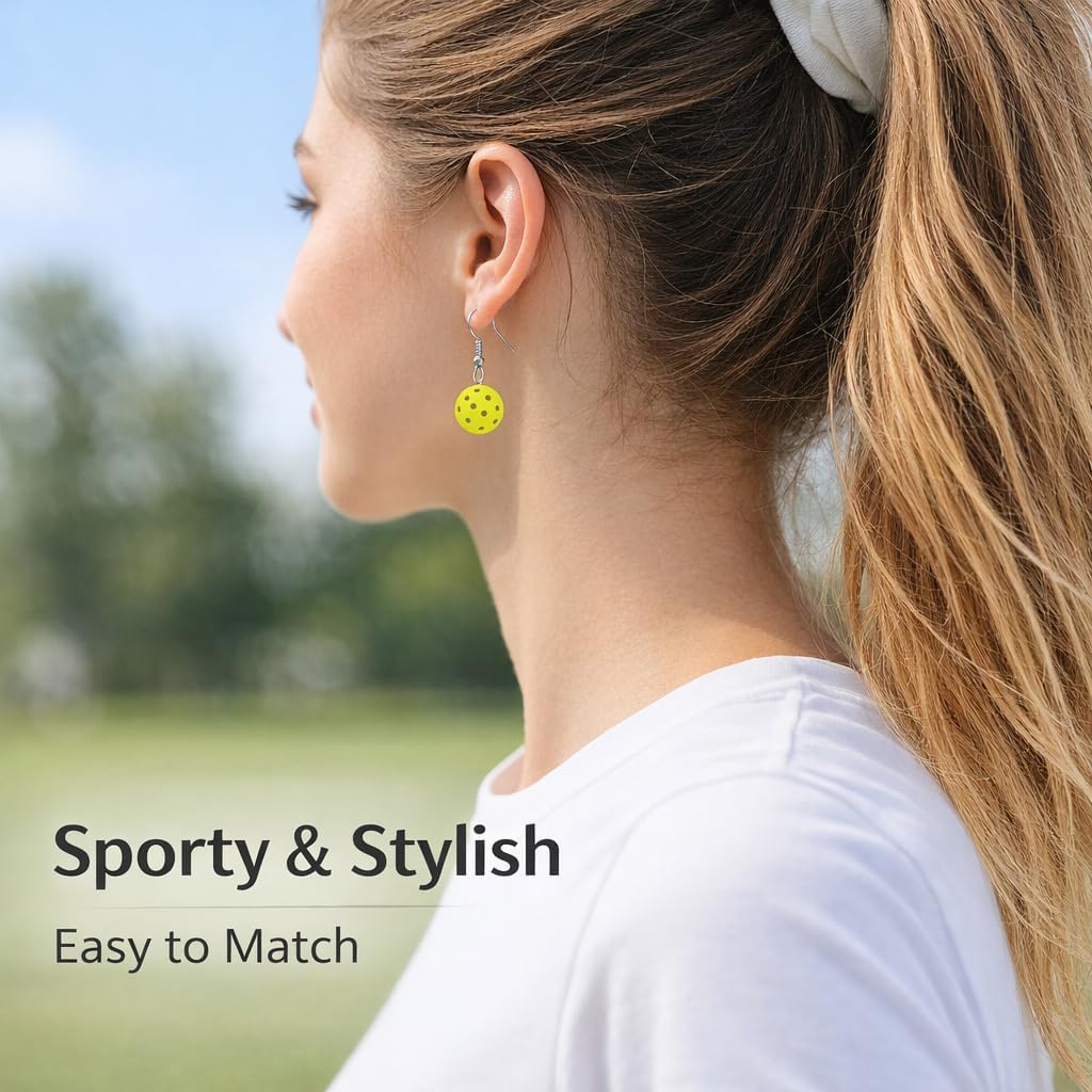 Pickle Earrings Pickle Decorations Funny Earring Pickleball accessories Women Pickleball Earrings for Women Pickleball Jewelry image 4