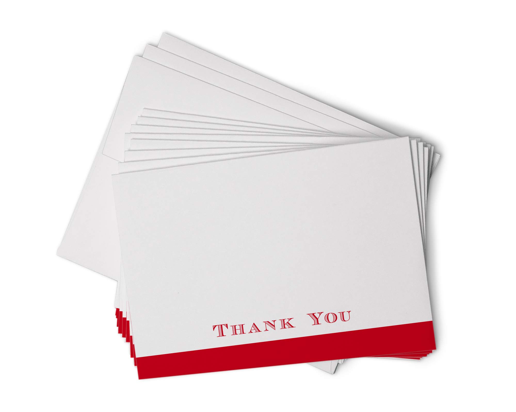 Hill Valley Greetings Red Striped Formal Thank You Cards - Bulk Set of 100 Classic Note Cards with Envelopes - Perfect for Business Professionals &