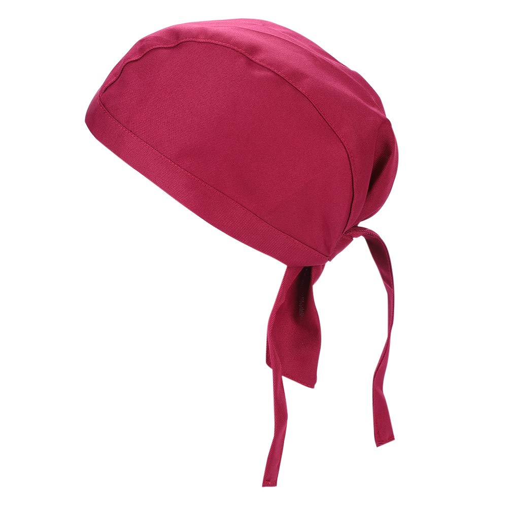 Qchomee Men's Red Adult Unisex Quickly Dry Skull Cap Bandana Chefs Hat Headscarf Adjustable Workwear Chef Catering Cap Headwear Black Hotel Cook Hat