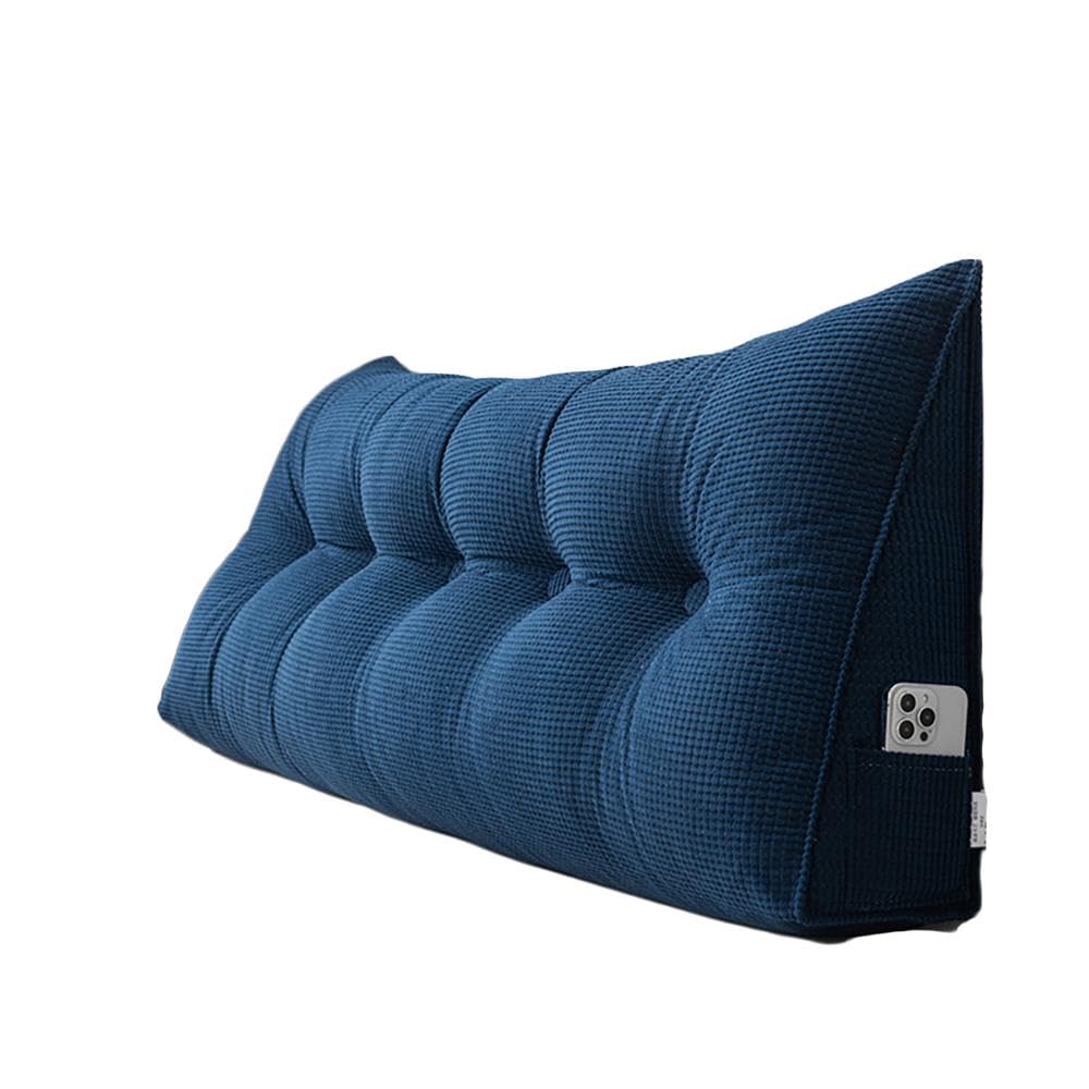 BCVPGF Triangular Headboard Cushion, Headboard Pillow, Wedge Lumbar Pillows, Bedroom Wedge Cushions, Backrest Positioning Support Long Pillows for Daybed,Blue-120cm