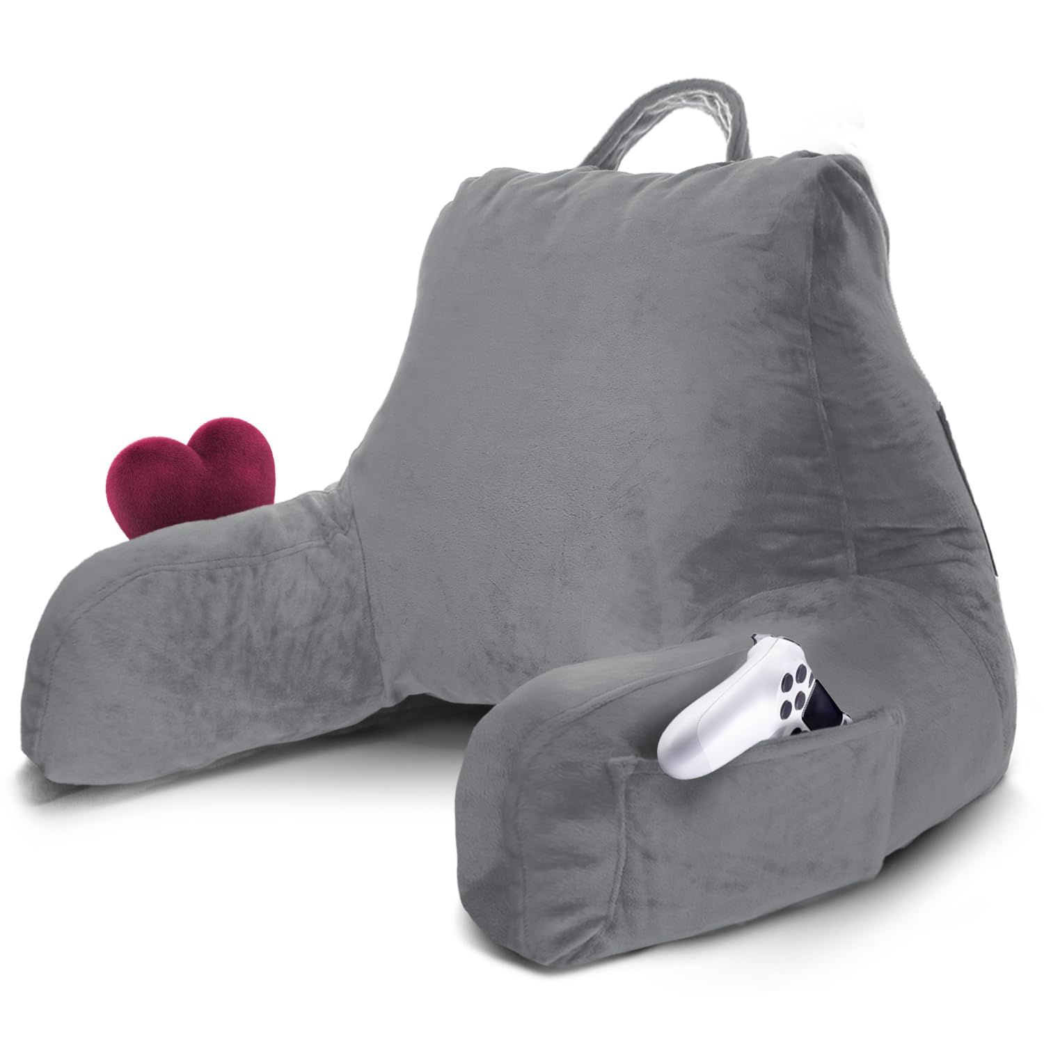 Nestl Reading Pillow for Kids &amp; Teens with Shredded Memory Foam, Backrest Pillows for Reading, Watching, and Gaming, Use on The Couch, Bed, or Floor, Adjustable Support with Washable Cover Grey