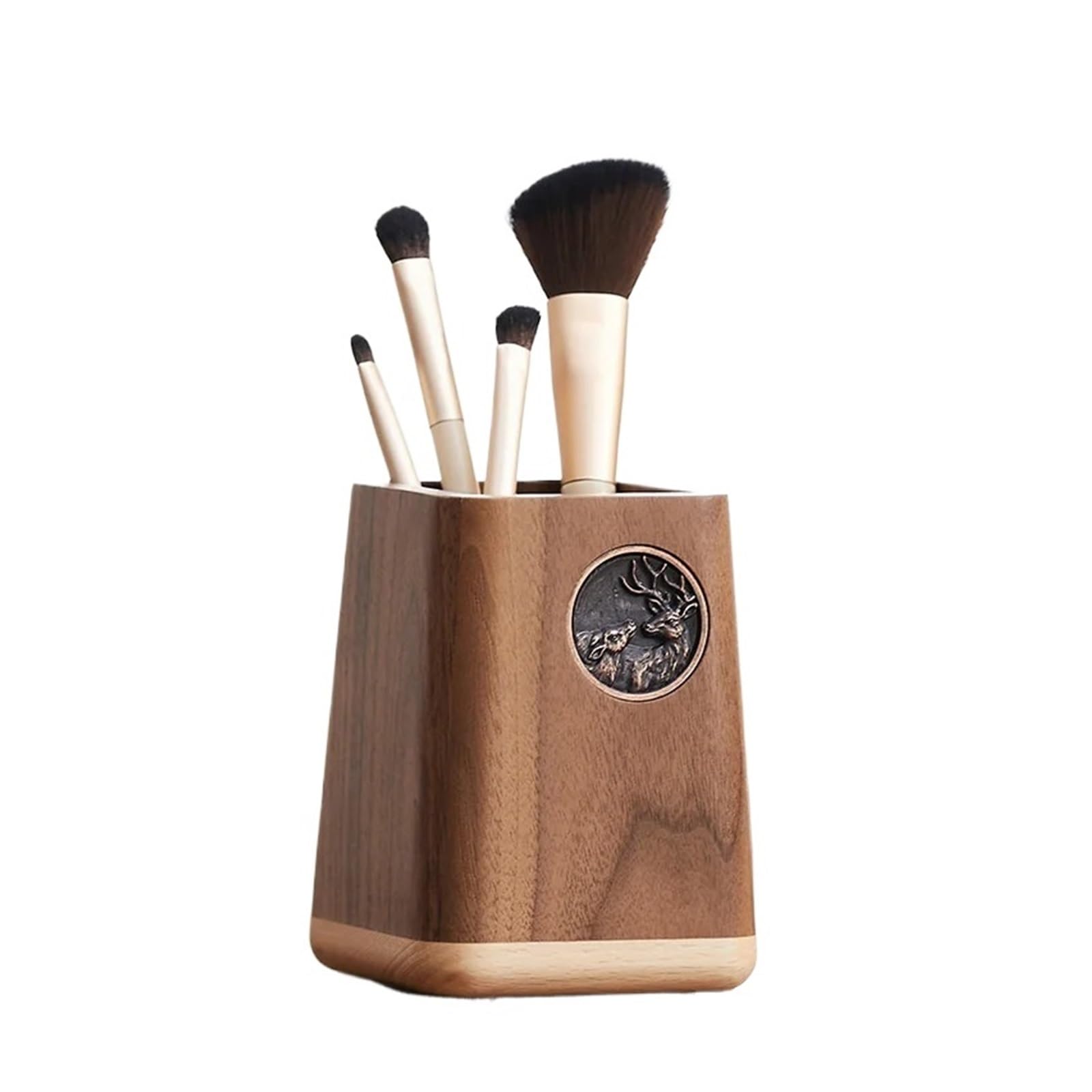 pot a crayon Pot à crayons en bois massif de noyer noir, organiseur bureau, support stylos avec compartiment rangement for papeterie