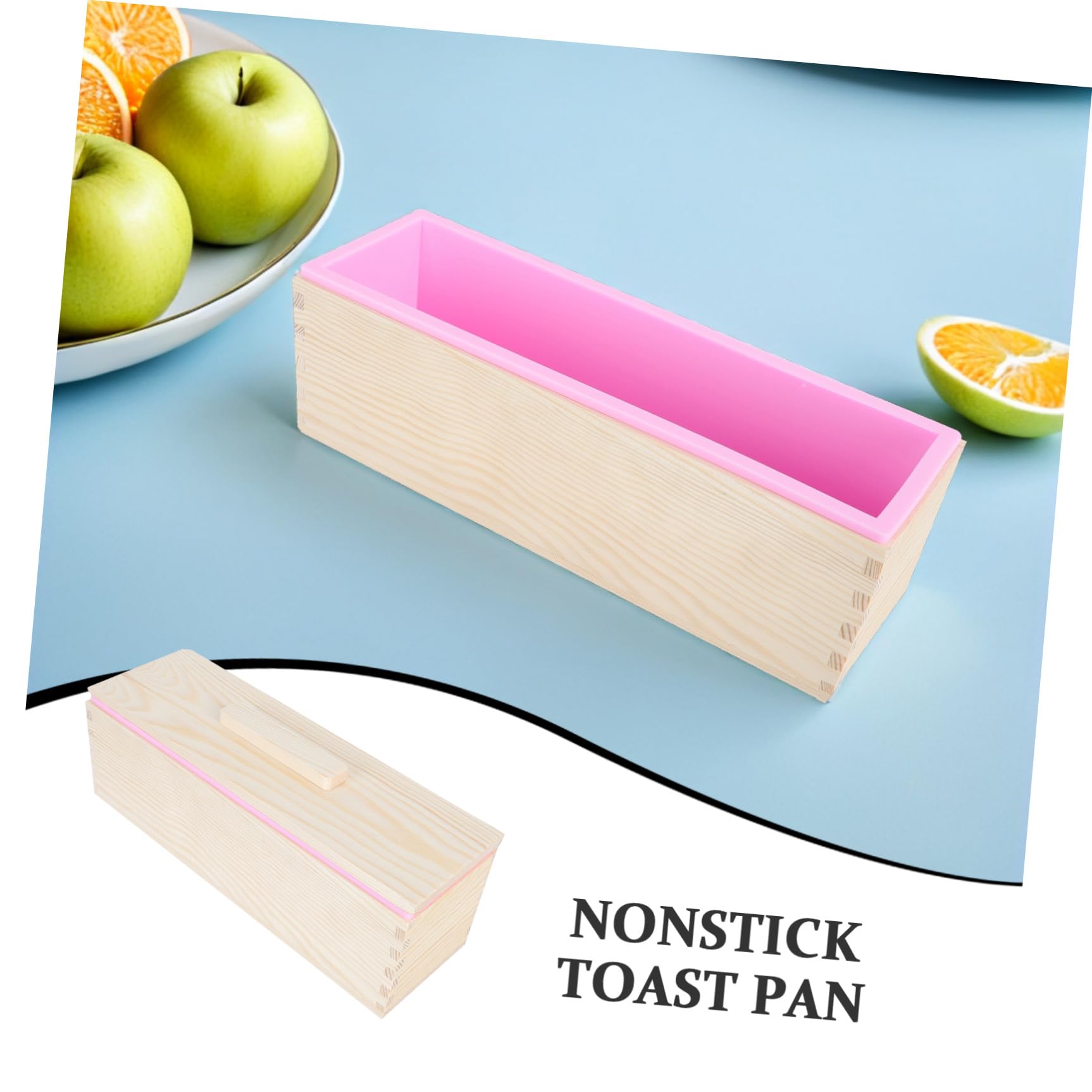 jojofuny Molde de Madera para Tostadas Antiadherente Molde de Madera con Tapa para Hornear Pan Multiusos para Tartas de Queso y Sándwiches Cocina