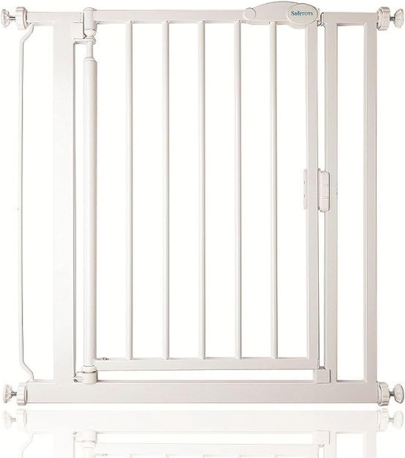Safetots Pressure Fit Self Closing Stair Gate, 75cm - 82cm, White, Auto Closing Baby Gate, Safety Barrier for Toddler, Easy Installation