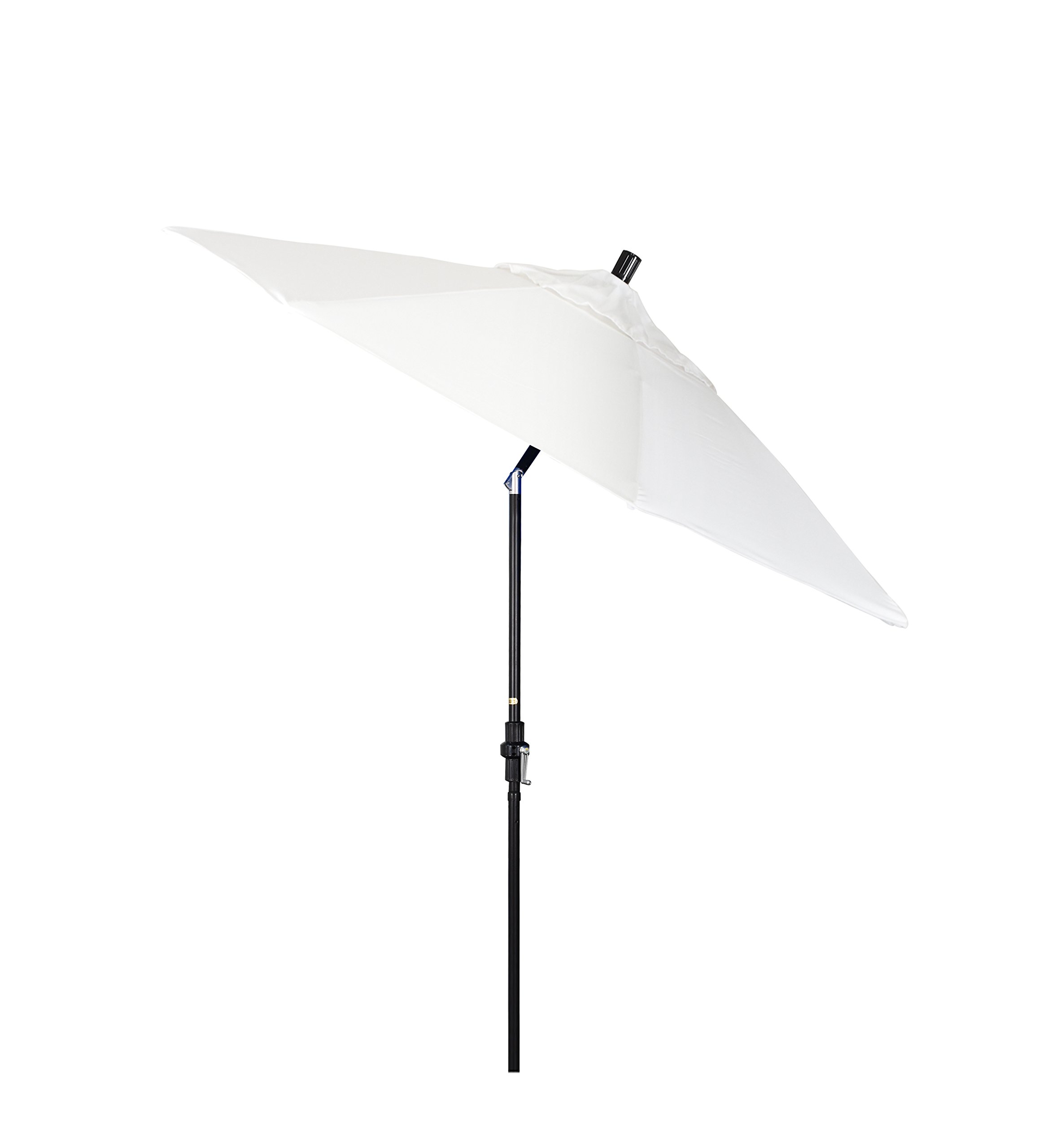 Sombrilla inclinable de tela de fibra de olefina de 9 pies, con manivela de aluminio y poste de bronce, Barra negra, 9, Blanco 4