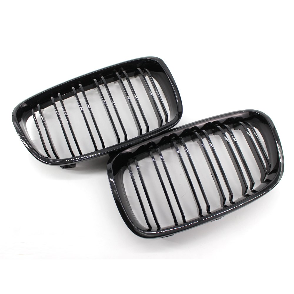 Rejillas Parrillas delanteras de doble puente, color negro, para F20 F21, 2011-14 (negro brillante)
