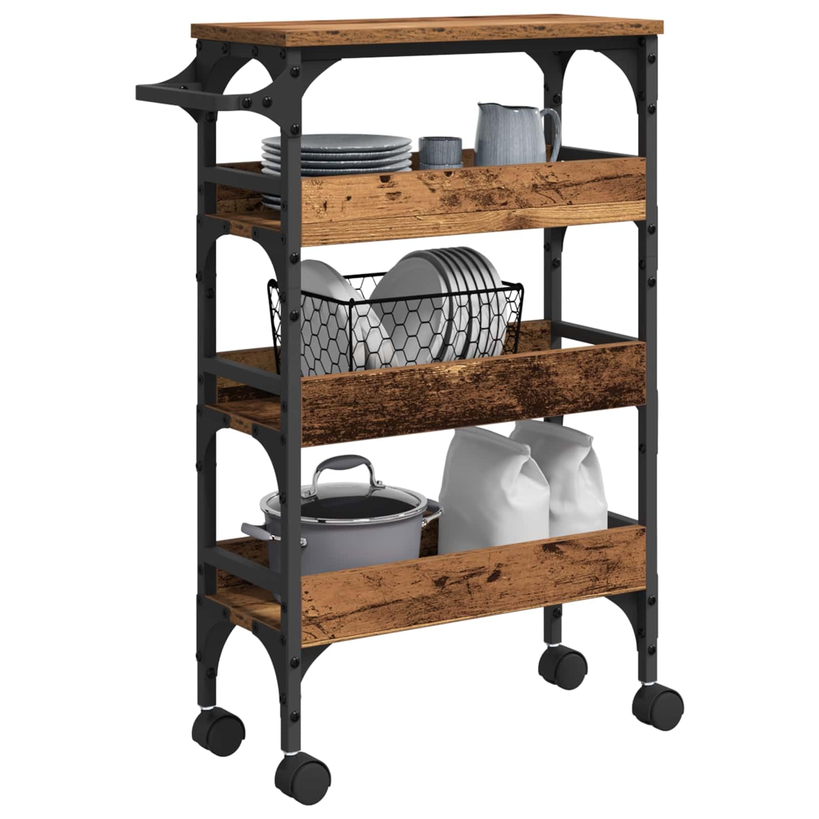 Vidaxl Kitchen Trolley Old Wood 53 X 20 X 76 Cm Engineered Wood
