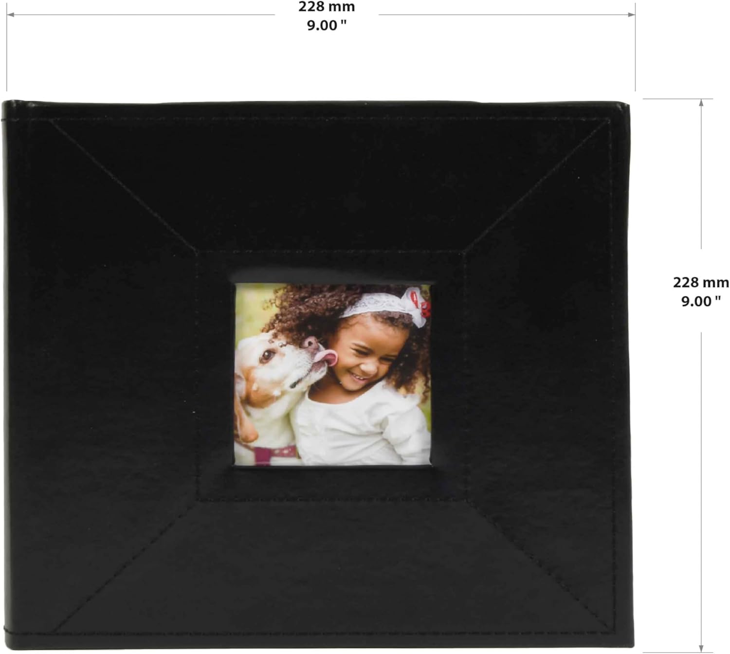 Elegant Black Faux Leather Photo Album with Window Frame Cover