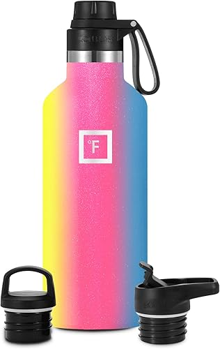 Miniatura 4 de IRON FLASK Botella de agua deportiva  32 onzas  3 tapas (tapa de boquilla estrecha) a prueba de fugas aislada al vacío  Termos aislados de doble