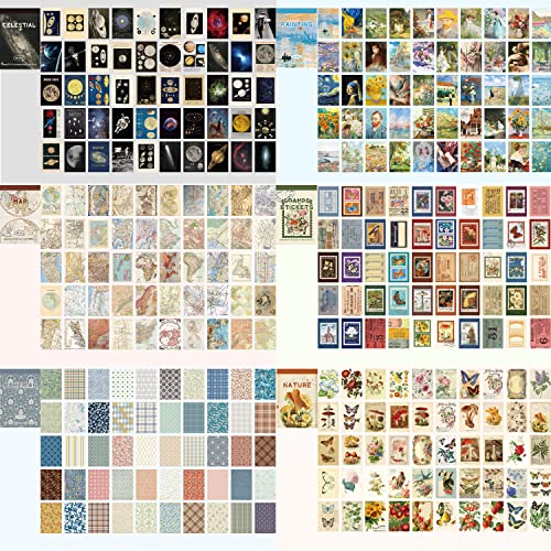 Image of 12 Sets 600 Sheets Washi Stickers for Journaling, Map Nature Celestial Portrait Boho Stickers Vintage Aesthetic Scrapbook Sticker Set for Bullet Journal Art Diary Card Craft Gifts Planner Notebook