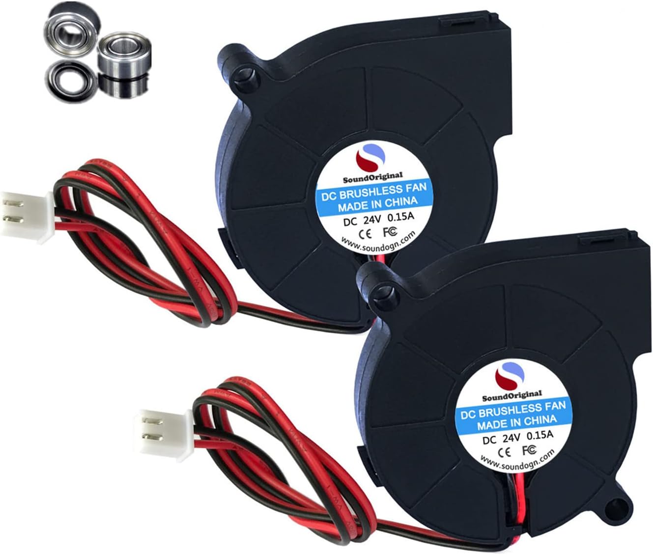 24V DC Brushless Blower Cooling Fan 50x50x15mm,for 3D Printer Humidifier Aromatherapy and Other Small Appliances Series Repair Replacement (24v Dual Ball Bearing 2pack)