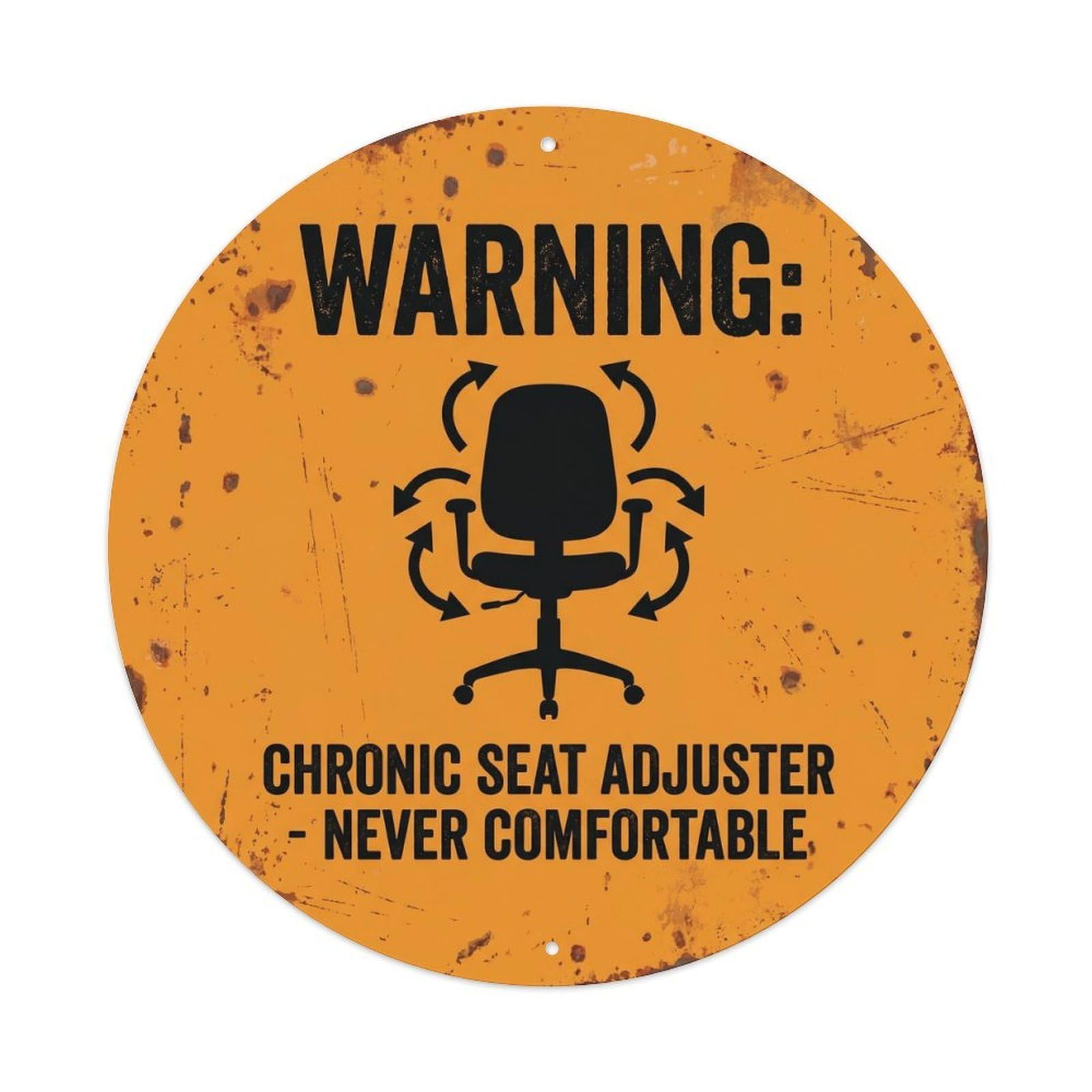 Vintage Funny Warning Chronic Seat Adjuster Warning Metal Tin Sign