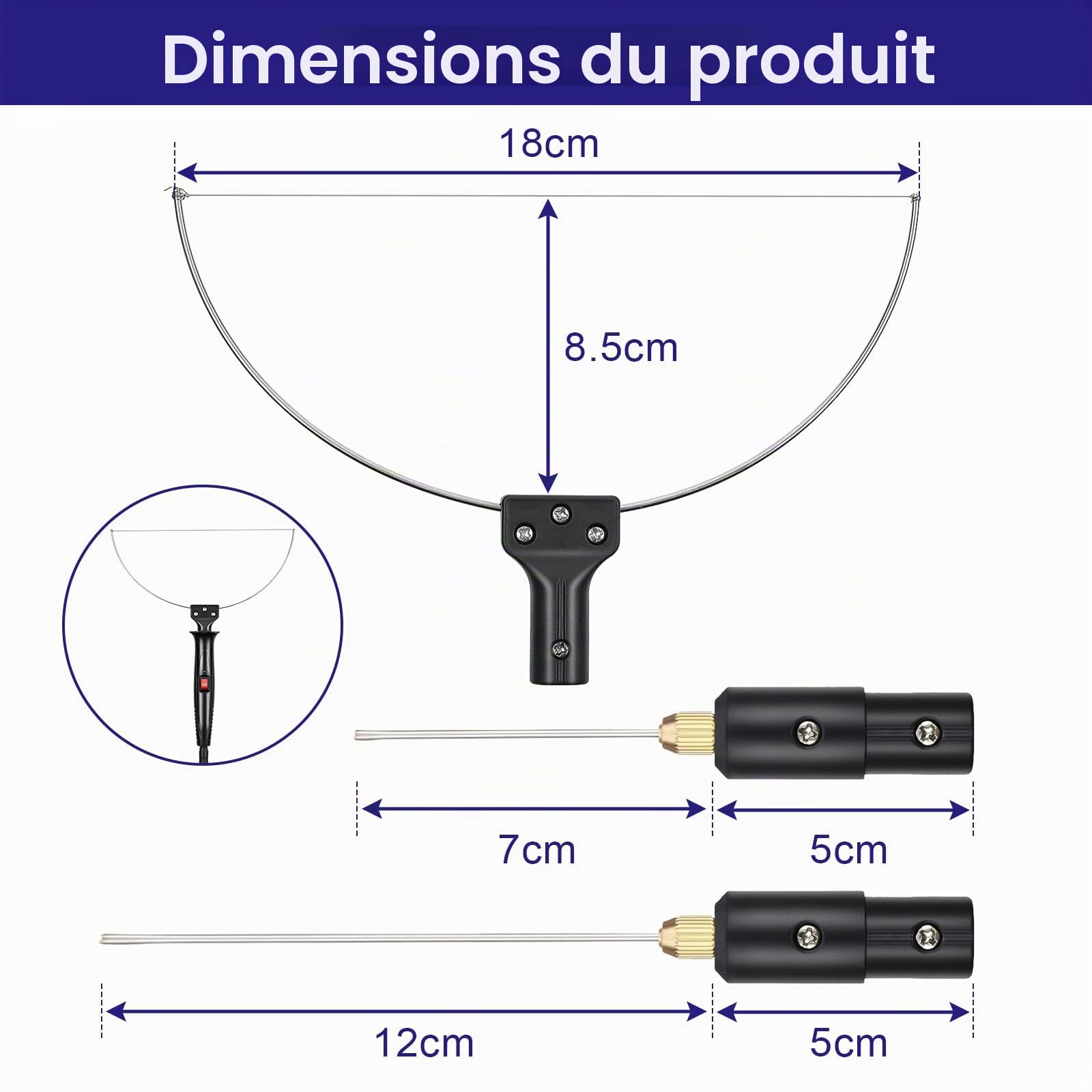 3-en-1 Coupeur de Mousse Electrique, 100-240V / 18W stylo machine à découper électrique pour arc en polystyrène avec adaptateur de convertisseur de tension électronique pour bord tranchant
