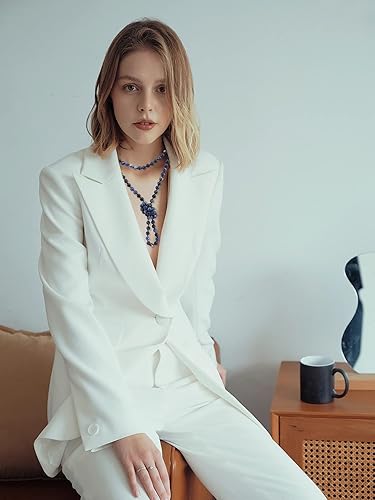 Miniatura 4 de Firstmeet Moda Natural Redondo Azul Sodalita Piedra Perlas 60 '' Largo Strand Art Deco Collar para Mujer (XL-1170-Azul Sodalita), Piedra, no aplica