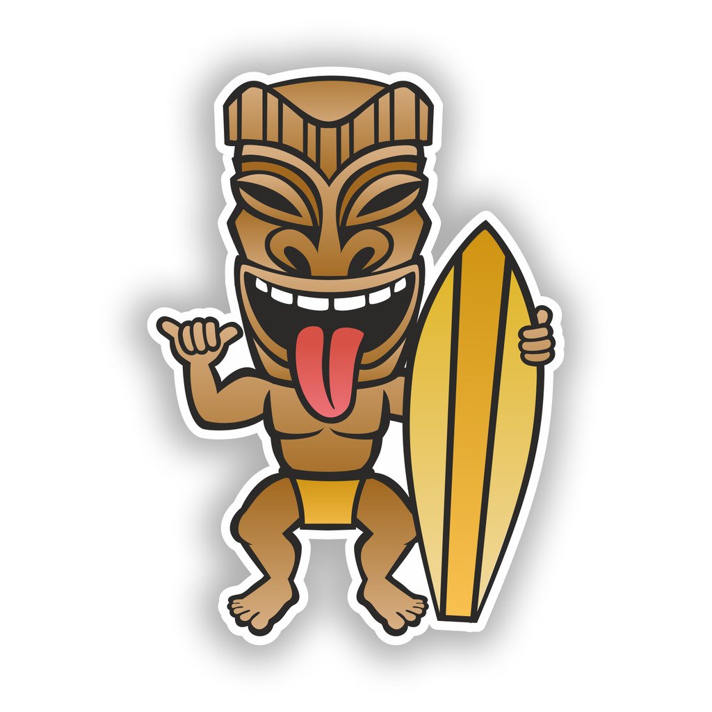 Destinationvinyl Multi 2 X 10Cm/100Mm Tiki Surfuer Vinyl Stickers Travel Luggage #10750