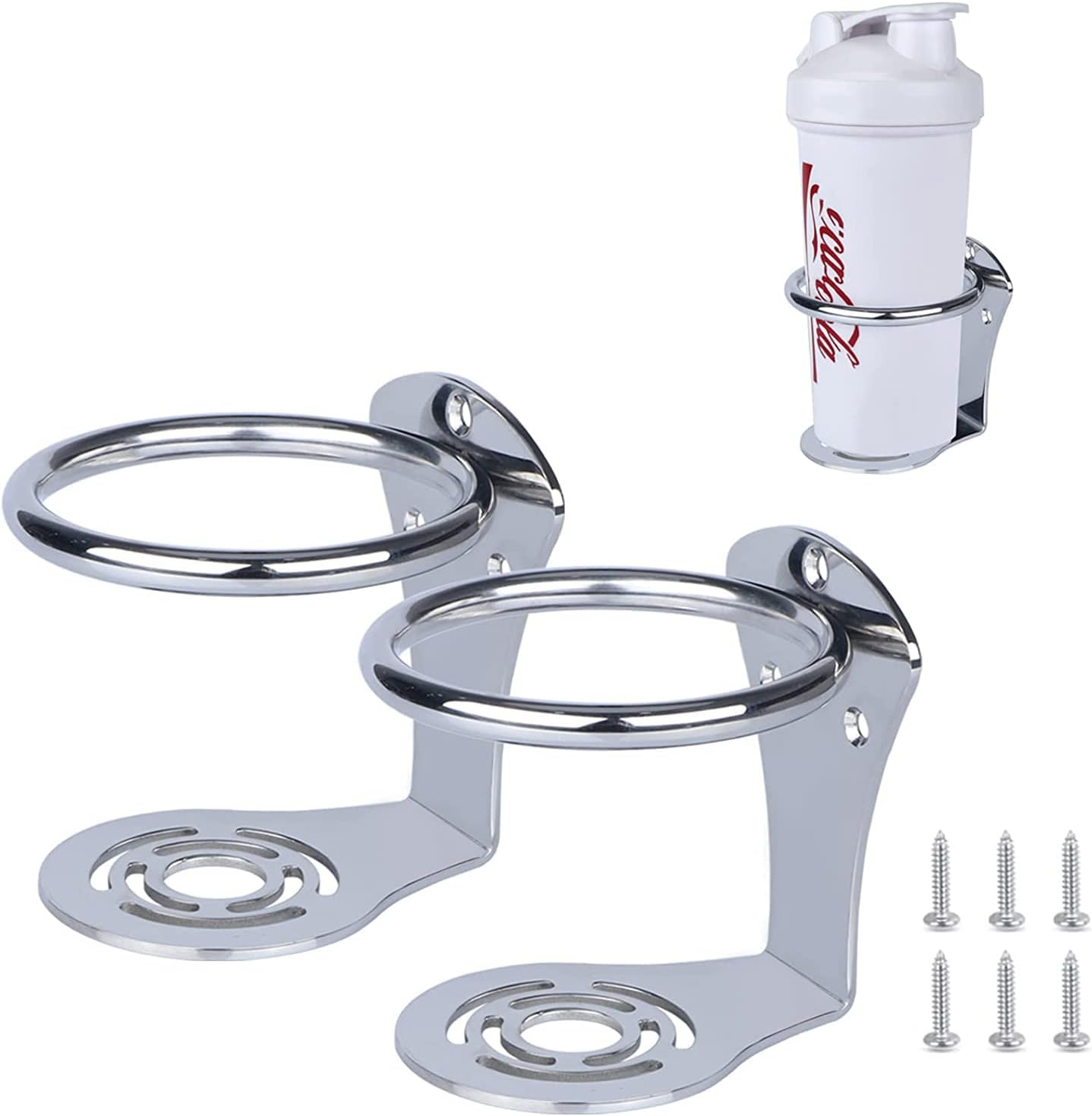 2 Pack Boat Cup Holders,Stainless Steel Ring Drink Holder,Ringlike Wall Mounted Cup Holder for Marine Boat Yacht