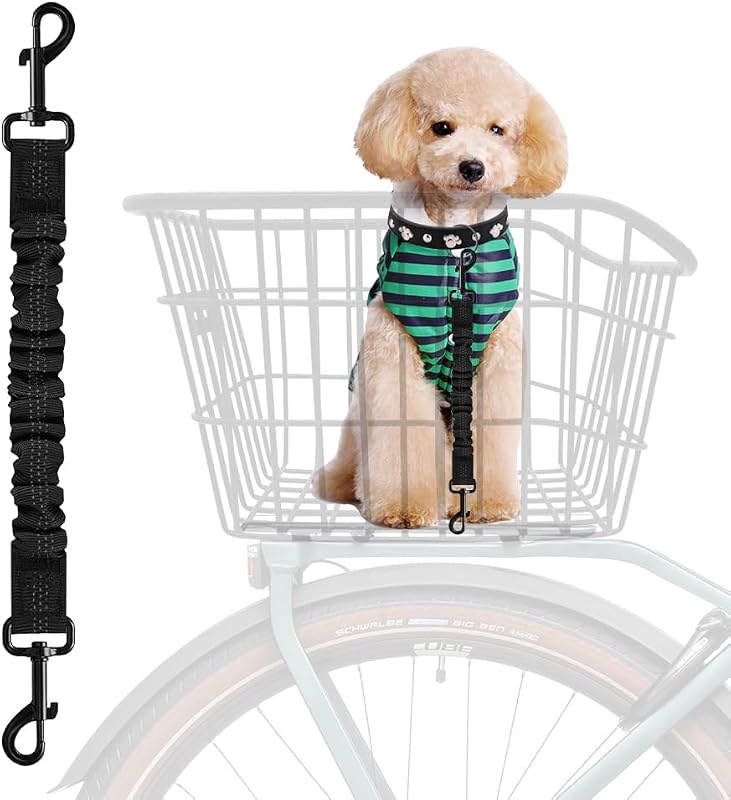 Dog Seat Belt for Bike Basket, Shock Absorbing Lead Bicycle Safety Leash