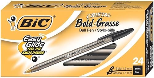 Miniatura 2 de Bic Cristal Bold, bolígrafo de 0.063 in, color negro, paquete de 48 (MSBP241-BKx2)