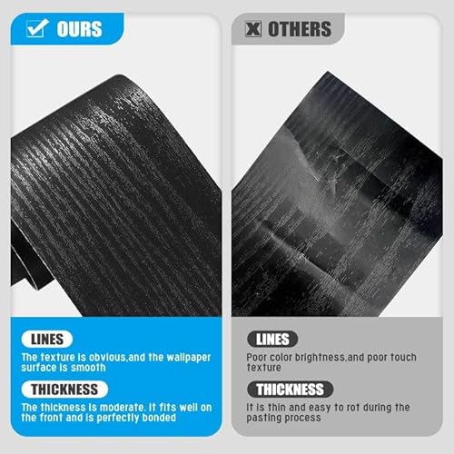 Nirvany QZ01 13 Yard Grey Wood Grain Wallpaper Border Removable Pvc Waterproof Peel And Stick Wallpaper,Bathroom Mirror Frame Border Sticker Wall Decor 3.93'' X 472'' thumb #2