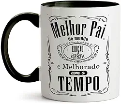 Yexati Caneca Dia Dos Pais - O Melhor Pai - 320ml - Preto - Caneca Personalizada