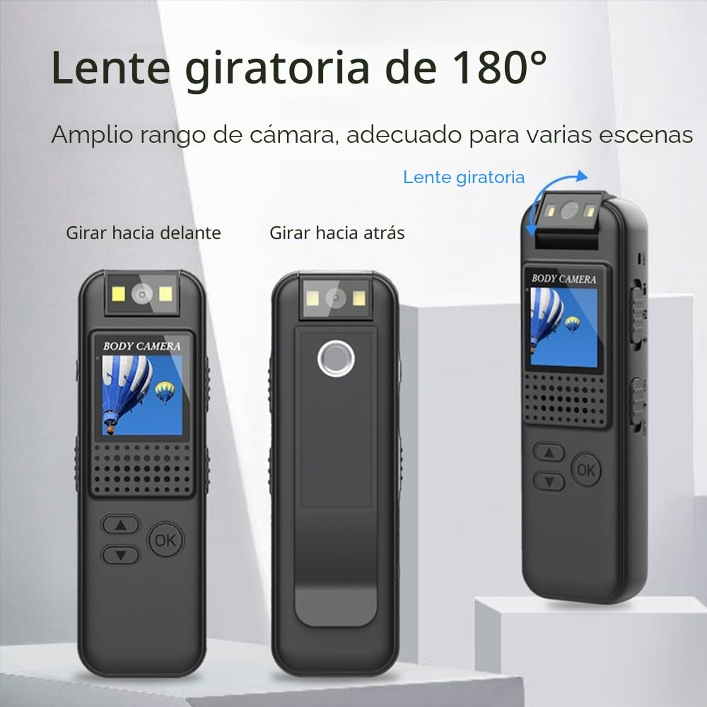 Andoer Body Cam con audio y video mini cámara corporal True 1080P cámara de cuerpo pequeño cámara de video de bolsillo personal Cámara portátil para cursos Fechado carrera entrega casa policía