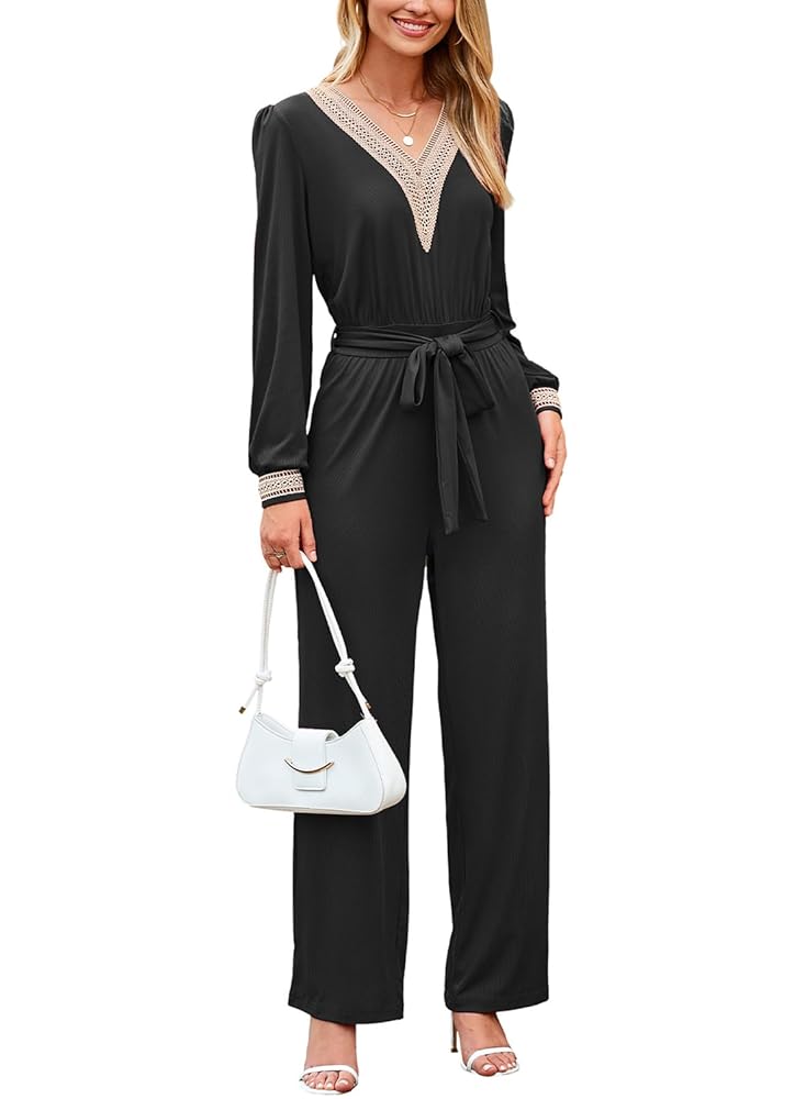 Amazon.com: Happy Sailed Black Jumpsuits for Women Elegant