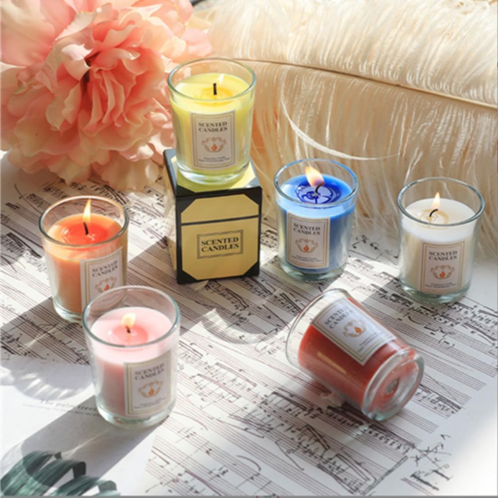 Sturdy Scented Candles Reward Set with 6 Fragrances for House and Girls, Aromatherapy Soy Wax Glass Jar Candle 6 Pack