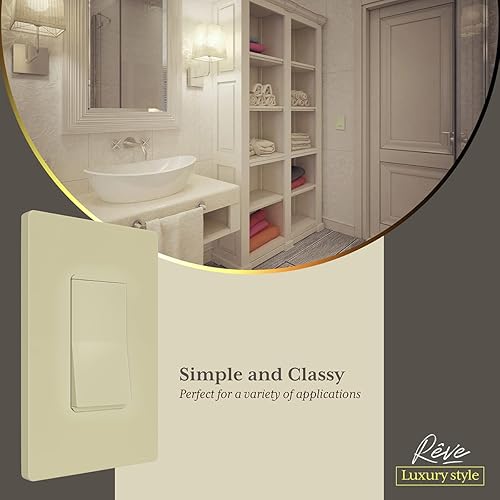 Miniatura 7 de ENERLITES Rêve Collection - Cubierta para interruptor de decoración de lujo, placa de pared sin tornillos, acabado mate, tamaño mediano, 1 banda de