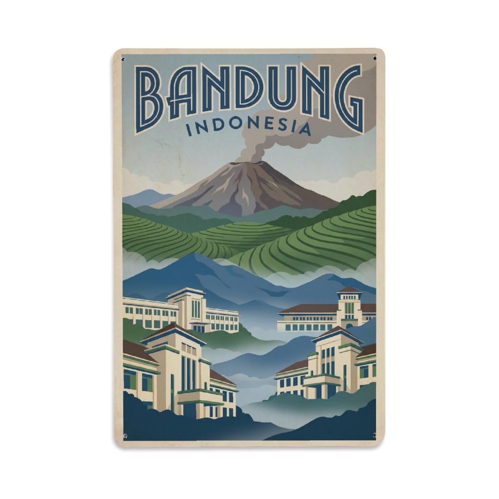Metal Tin Sign Indonesia Bandung Travel Retro