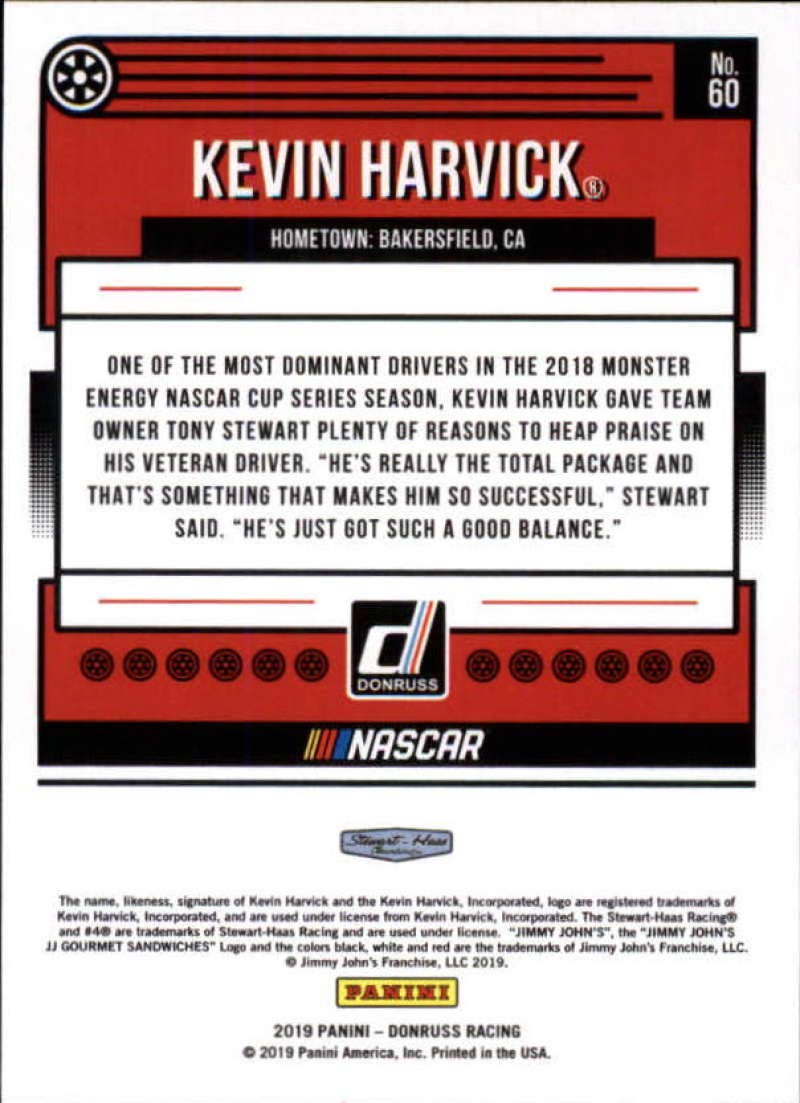 Amazon.com: 2019 Donruss #60 Kevin Harvick Jimmy John's/Stewart-Haas  Racing/Ford Racing Trading Card : Collectibles & Fine Art