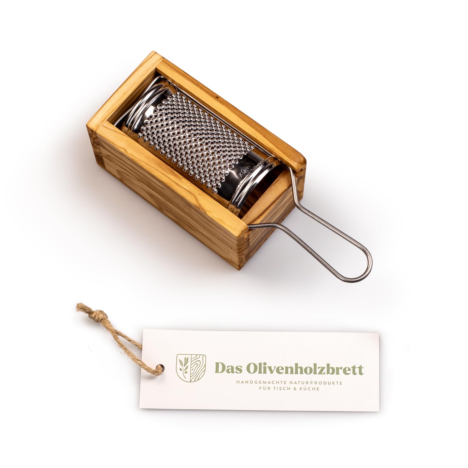 Râpe à parmesan anti-gaspillage avec boîte de récupération bois 19cm