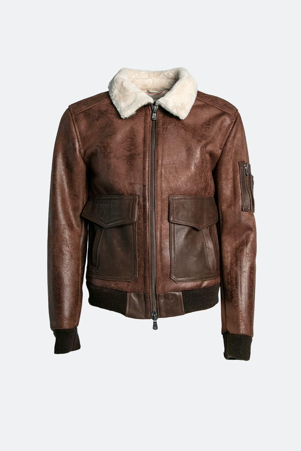 BARONE Giacca invernale in pelle e alcantara, giubbotto invernale uomo aviatore style shearling, bomber in pelle MADE IN ITALY