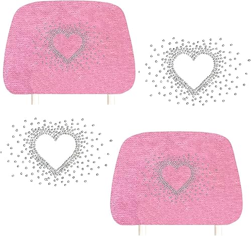 ALLBrand Fundas universales para reposacabezas de asiento de automóvil, camión, con diamantes de imitación y tachuelas, color rosa, paquete de 2