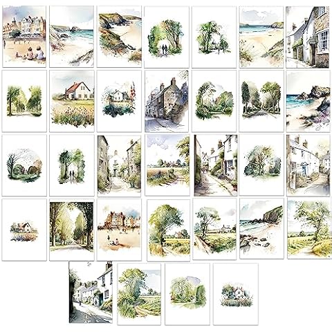 32 British Watercolour Landscape Greeting Cards Cover