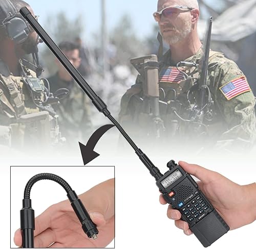 Miniatura 3 de Roniware Antena táctica de cuello de cisne VHF UHF SMA-Female de 14.96 pulgadas de doble banda 136-520 MHz antena de radio de jamón compatible con