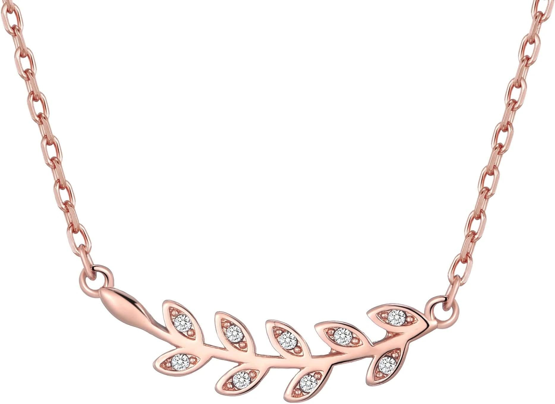 Sponsored Ad – Rose Gold Plated Leaf Necklace Created with Zircondia® Crystals
