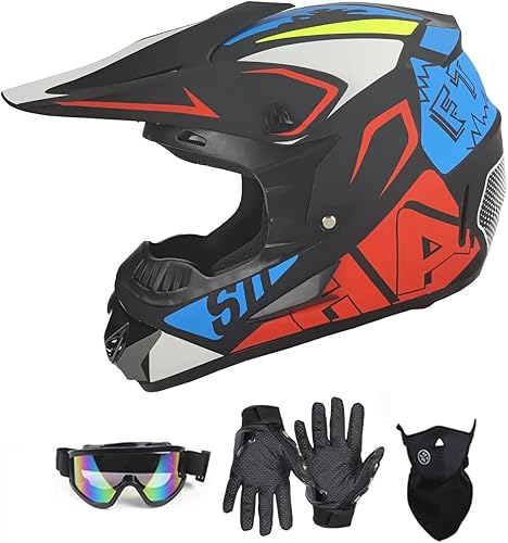 Casco de motocross para adultos jóvenes, motocross, anticolisión, de cara completa, aprobado por DOT, BMX, descenso, todoterreno, casco de bicicleta